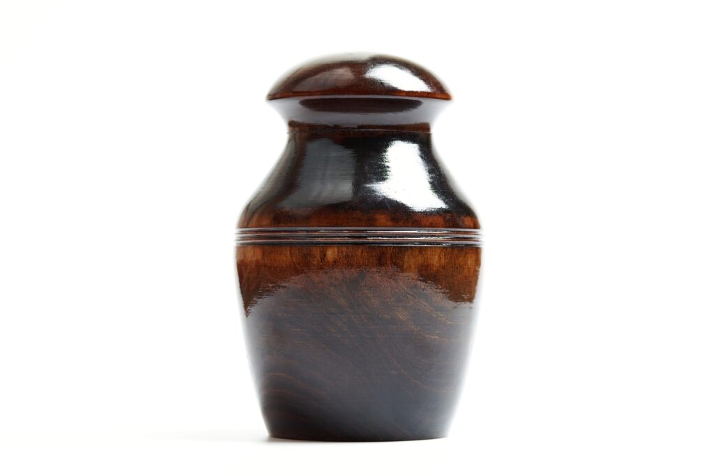 Wooden funeral urn of cat